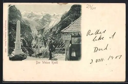 AK Bergsteiger am weissen Knott, Denkmal