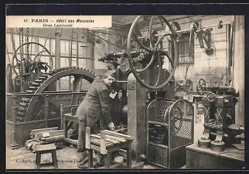 AK Paris, Hôtel des Monnaies, Gros Laminoir, Geldpresse