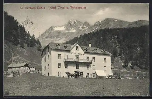 AK St. Gertraud in Sulden, Hotel Tembl u. Vertainspitze