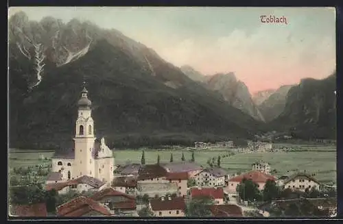 AK Toblach im Pustertal, Ortsansicht aus der Vogelschau