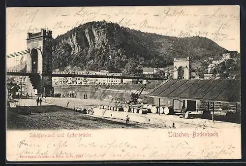 AK Tetschen-Bodenbach, Schäferwand und Kettenbrücke