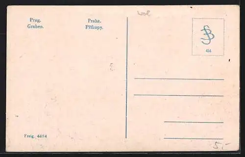 AK Prag, Strassenbahn am Graben