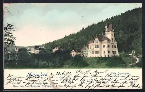AK Marienbad, Villa Luginsland mit Umgebung