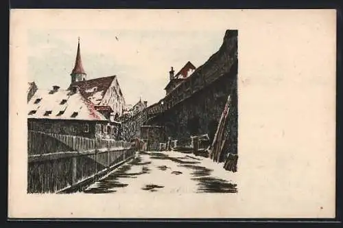 Künstler-AK Eger, Franziskanerhof