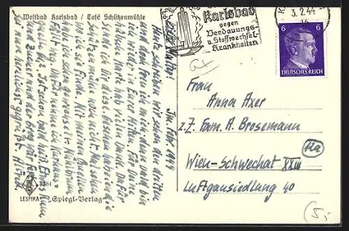 AK Karlsbad, Cafe und Restaurant Schützenmühle