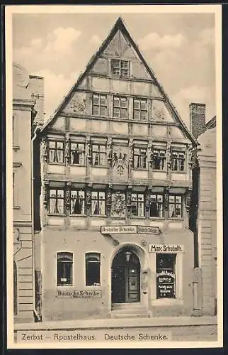 AK Zerbst, Gasthaus Deutsche Schenke, Apostelhaus am Markt