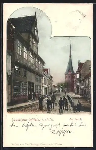 AK Wilster i. Holst., Strassenpartie am Markt