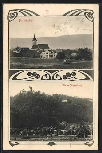 AK Hartkirchen, Ortsansicht, Ruine Schaunberg