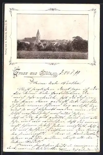 AK Klütz, Teilansicht mit Kirche