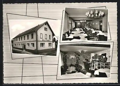 AK Ebern /Ufr., Hotel Zur Eisenbahn, Bes. H. Gall, Aussen- und Innenansicht