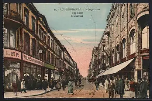 AK Ludwigshafen / Rhein, Ludwigstrasse mit Geschäften