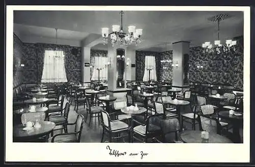 AK Berlin, Café Telschow am Zoo, Innenansicht vom Speisesaal, Joachimsthalerstrasse 1