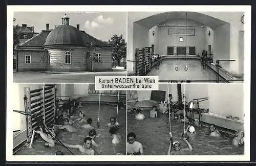 AK Baden bei Wien, Unterwassertherapie: Kurgebäude, Schwimmhalle mit Kurgästen