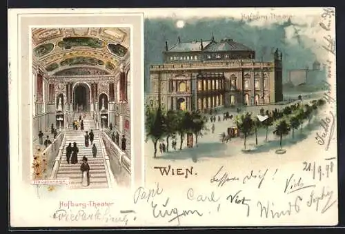 Lithographie Wien, Burgtheater, Hauptstiege