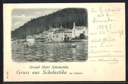 AK Scholastika, Hotel Scholastika vom Wasser aus, Boote