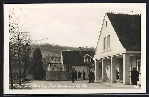 AK Bad Schallerbach /Ob. Öst., Am Provisorischen Badehaus, mit Pavillon