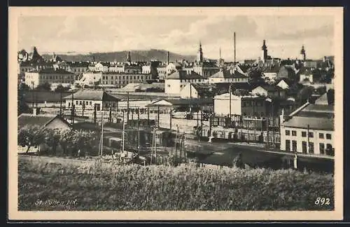 AK St. Pölten /Nd., Ortspanorama mit Bahnanlagen