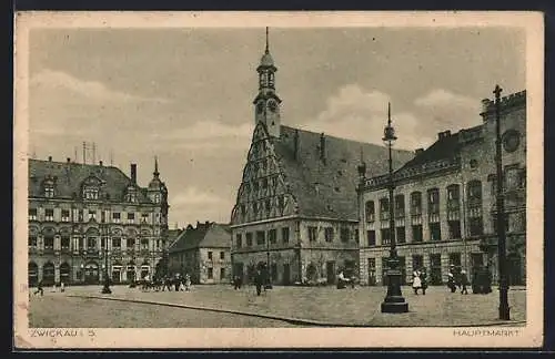 AK Zwickau i. S., Strassenpartie am Hauptmarkt