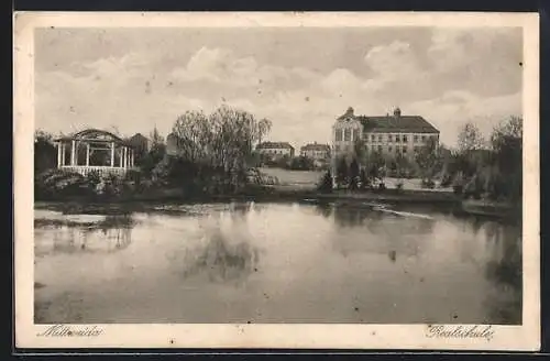 AK Mittweida, Realschule vom Teich gesehen
