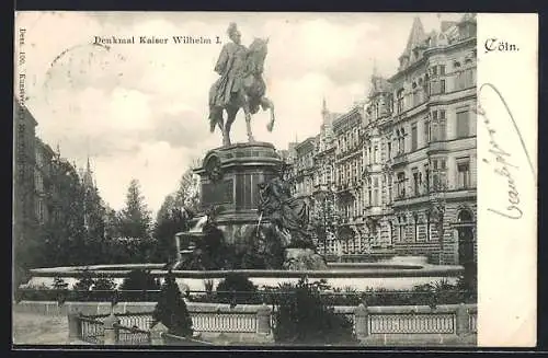 AK Köln, Blick auf Denkmal Kaiser Wilhelm I.