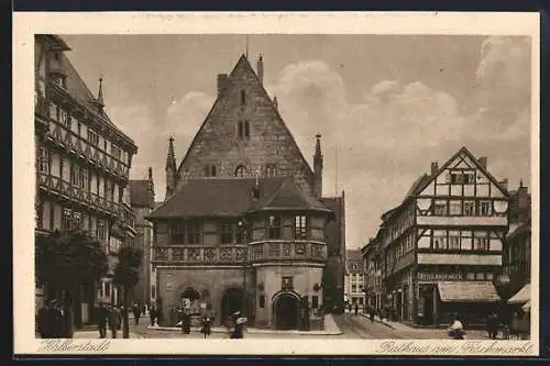 AK Halberstadt, Rathaus mit Fischermarkt