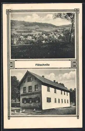 AK Fölschnitz, Gasthaus Johann Wehner, Ortsansicht