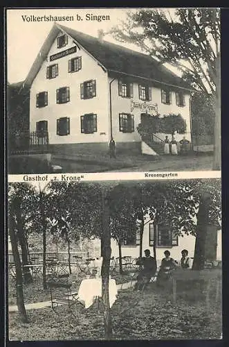 AK Volkertshausen b. Singen, Gasthof zur Krone mit Garten