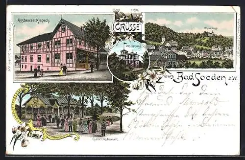 Lithographie Bad Sooden, Restaurant Klepsch, Westerburg, Gartenrestaurant