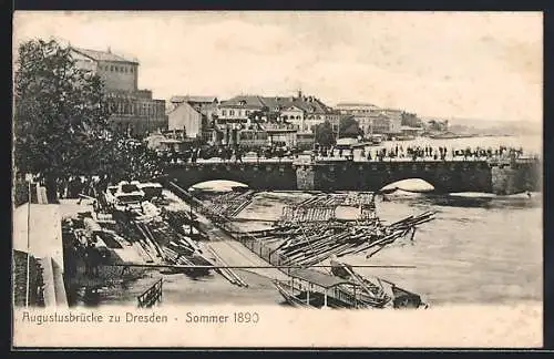 AK Dresden, Partie an der Augustusbrücke im Sommer 1980