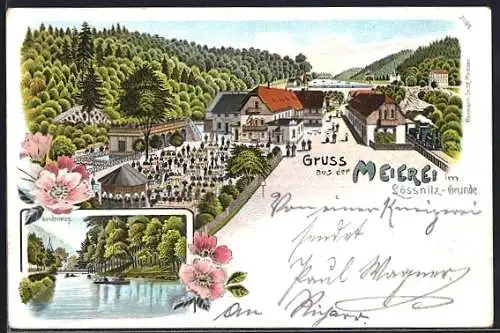 Lithographie Radebeul, Gasthof Meierei im Lössnitz-Grunde