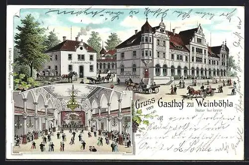 Lithographie Weinböhla, Gasthaus, Saal