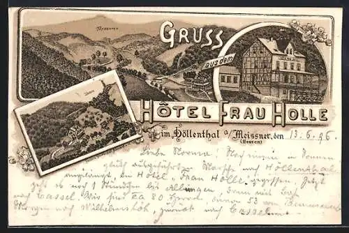 Lithographie Höllenthal / Eschwege, Hotel Frau Holle