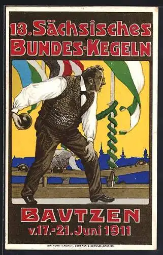 AK Bautzen, 13. Sächsisches Bundes-Kegeln 1911