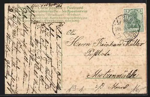 AK Engel mit Rosenzweig, 100-Mark Schein