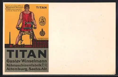 Lithographie Altenburg / S.-A., Nähmaschinenfabrik G. Winselmann GmbH, Titan-Nähmaschine mit Titan