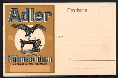 AK Reklame für Adler-Nähmaschinen