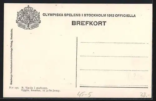AK Stockholm, Olympiade 1912, Uggla in pole jump, Stabhochsprung