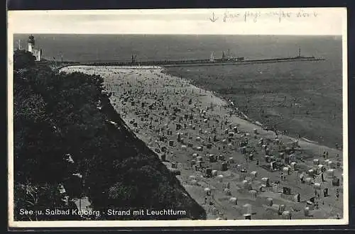 AK Kolberg, Strand mit Leuchtturm