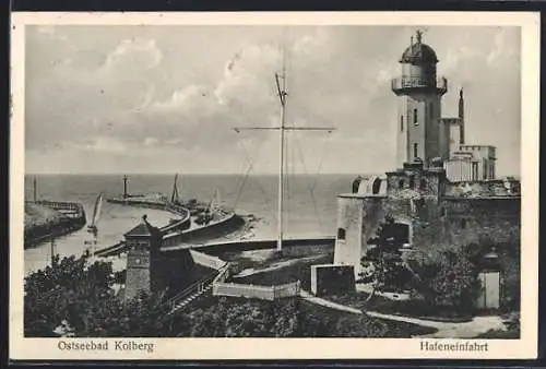 AK Kolberg, Ostseebad, Hafeneinfahrt