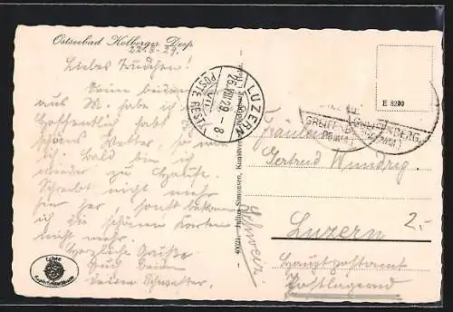 AK Kolberger Deep, Ostseebad, Strandpartie mit Sonnenstrahlen