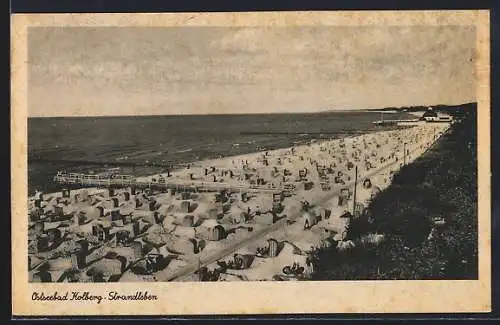 AK Kolberg, Strandleben aus der Vogelschau