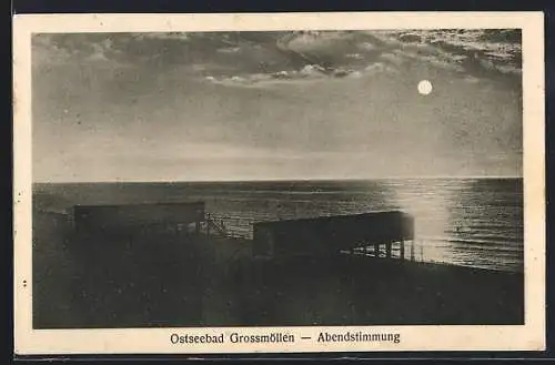 AK Grossmöllen, Ostseebad, Strand abends bei Monschein