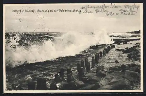 AK Kolberg, Brandung an der Waldenfelsschanze