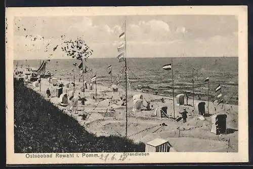 AK Rewahl i. Pomm., Ostseebad, Strandleben