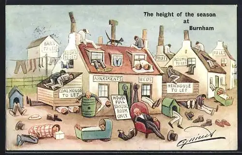 Künstler-AK Cynicus: Burnham, The Height of the Season, House Full, Standing Room Only