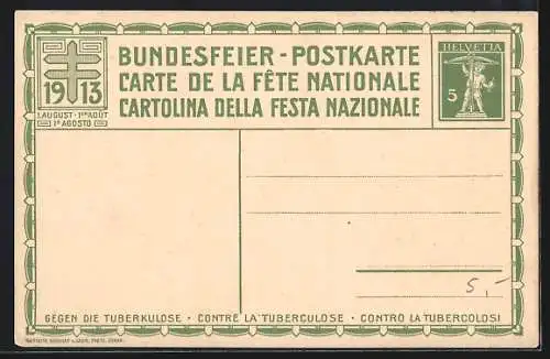 AK Das Rütli, Bundesfeier 1913, Gegen die Tuberkolose