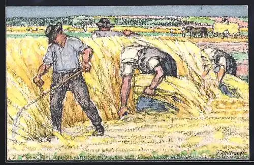 AK Schweizer Bundesfeier 1920, Zur Förderung der Körperlichen und wirtschaftlichen Erziehung, Heuernte