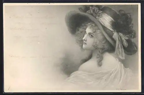 Künstler-AK Wichera: Junge Frau mit Hut
