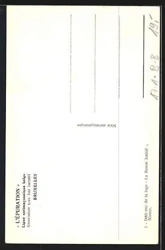 AK Namur, Intérieur de la loge La Bonne Amitié, Freimaurer