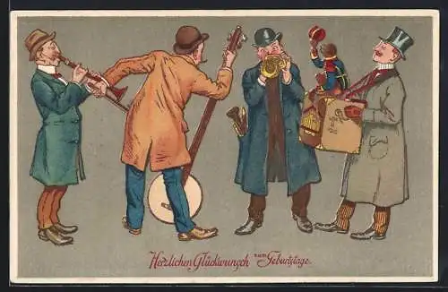 AK Kapelle mit Leierkasten-Mann und Äffchen